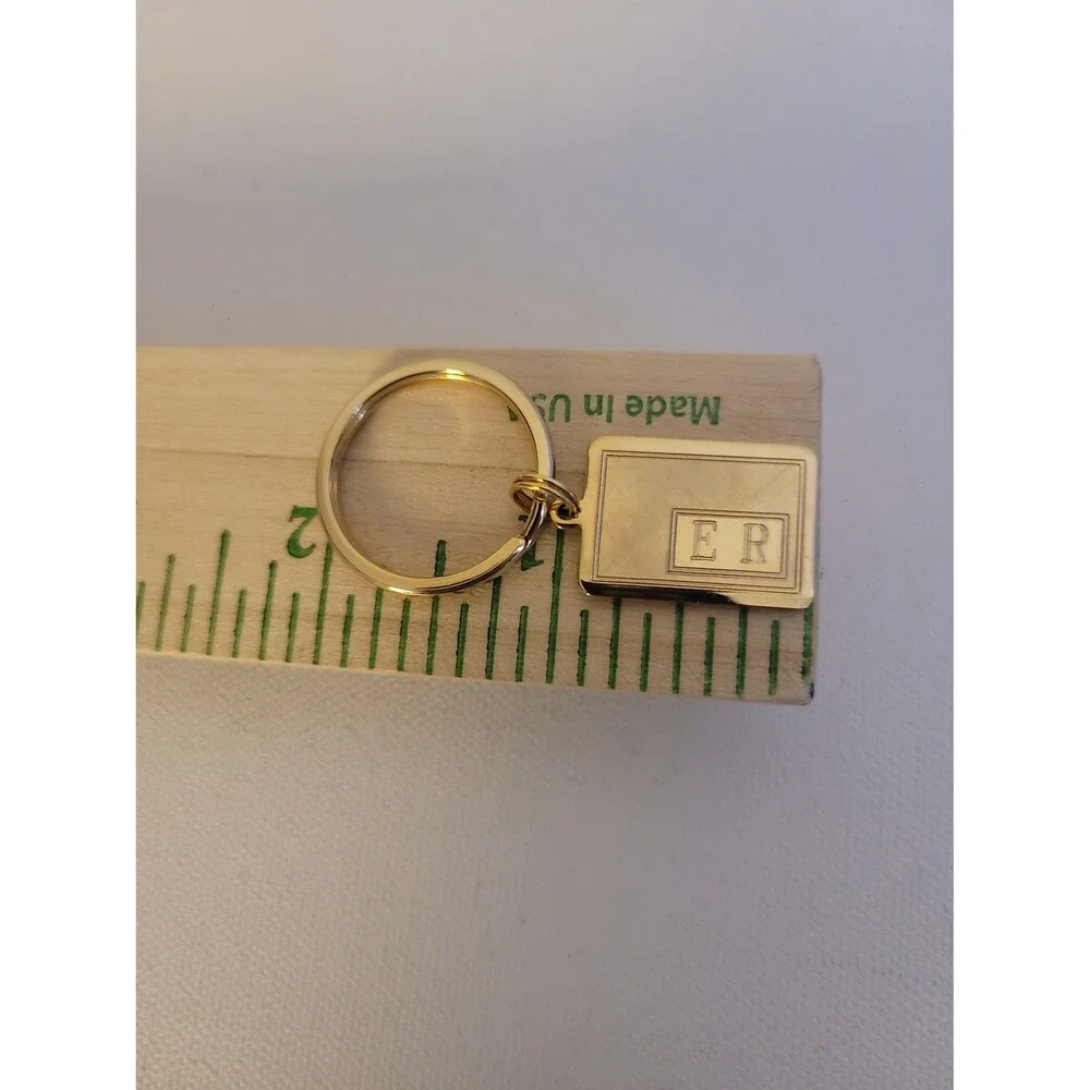 Vintage Gold Tone Monogram Keychain